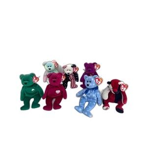 Vintage Collection of Ty Beanie Baby Bears. Spangle,Patriot,Erin,B.B. Bear